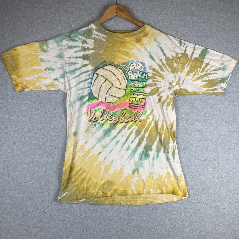 Vintage Pro Beach Volleyball Shirt Mens XL Tie Dye Single Stitch Spring Ford 80s
